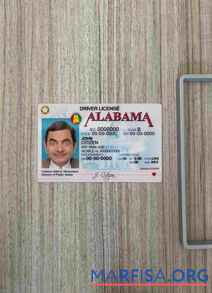 США Alabama DL фотообраз Лицевая сторона дизайн