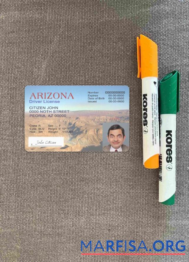 США Arizona Водительское удостоверение Версия 2 фотообраз Лицевая сторона образец
