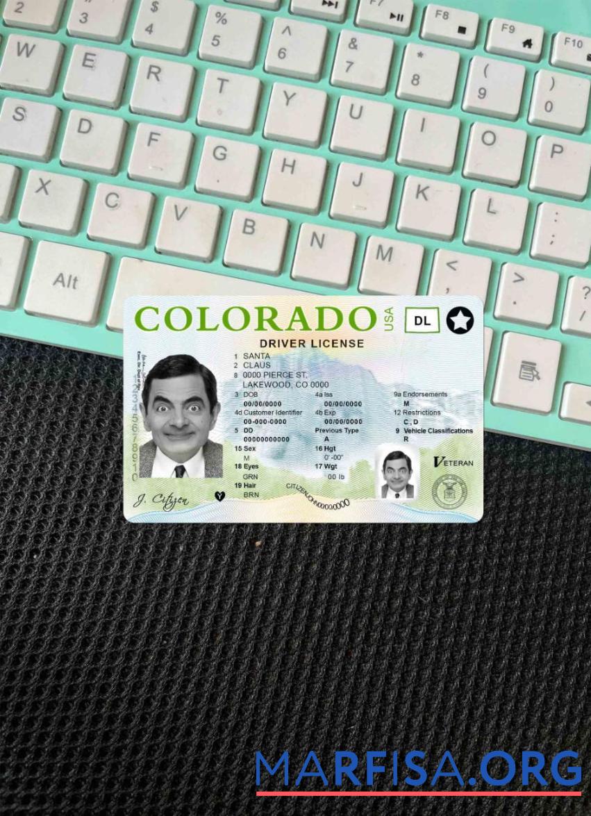 США Colorado DL фотообраз Лицевая сторона шаблон