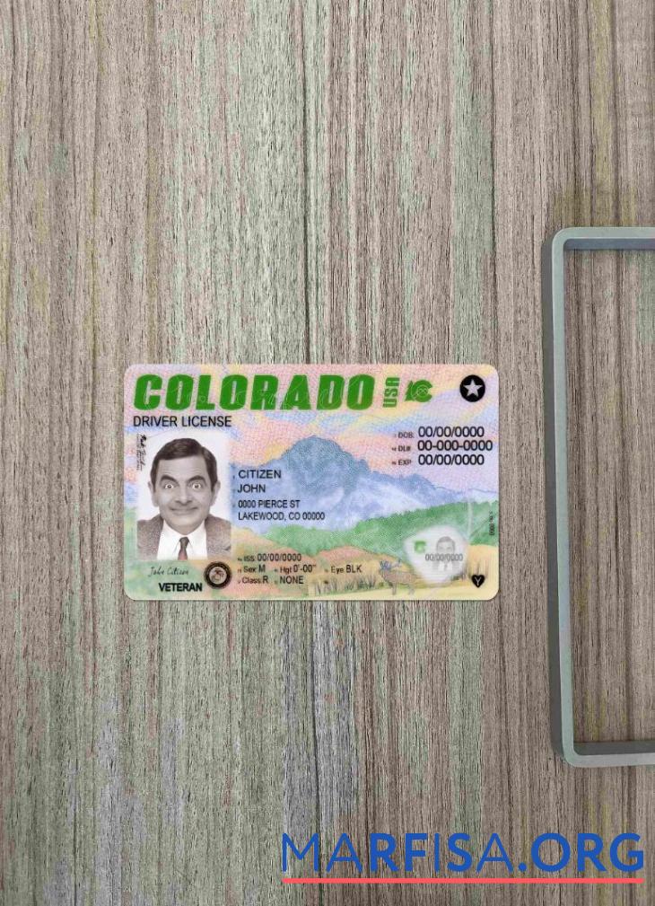 США Colorado Водительское удостоверение 2022 Настоящий фотообраз Лицевая сторона дизайн