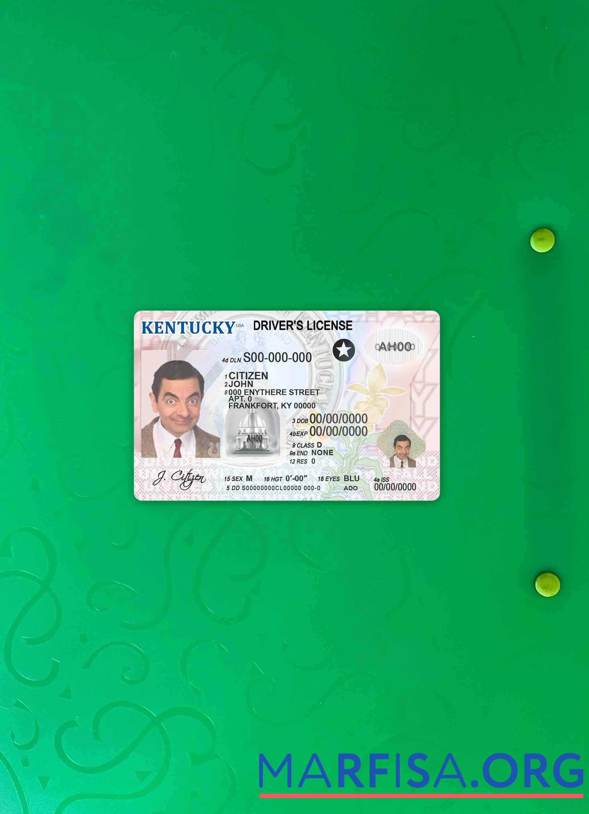 США Kentucky DL фотообраз Лицевая сторона дизайн