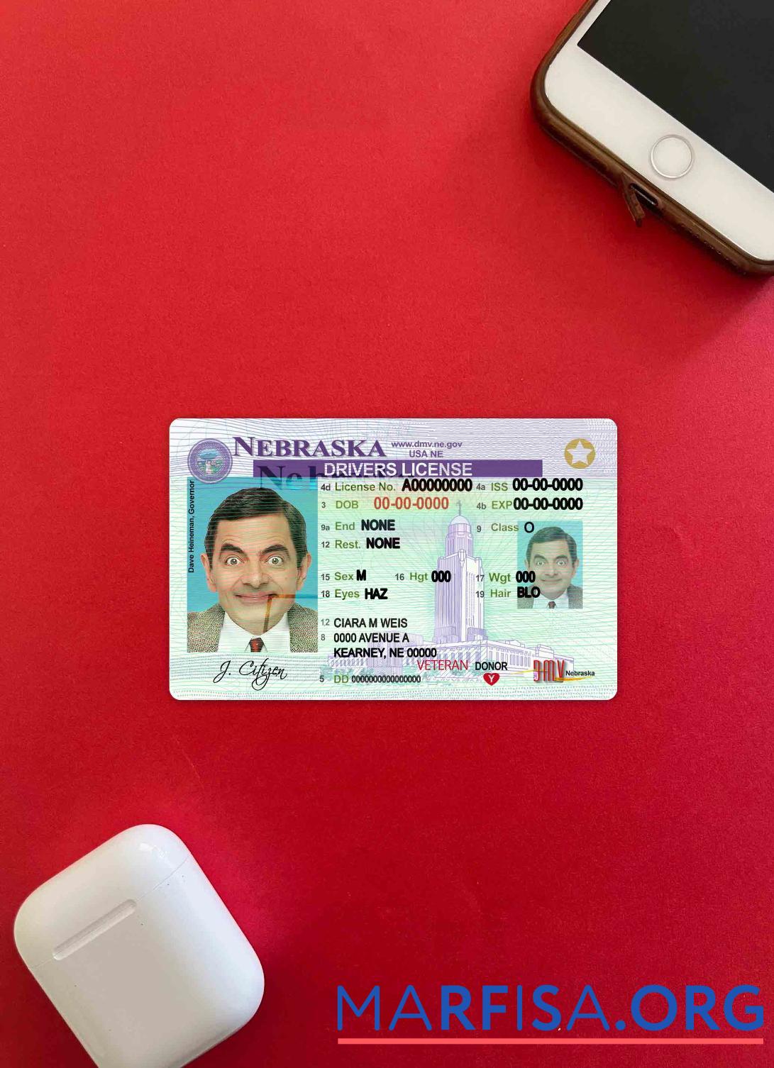 США Nebraska DL фотообраз Лицевая сторона дизайн