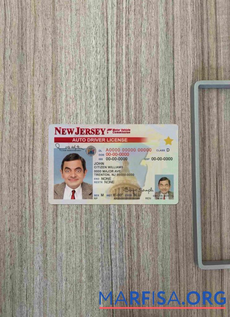 США Новый Джерси DL фотообраз Лицевая сторона шаблон