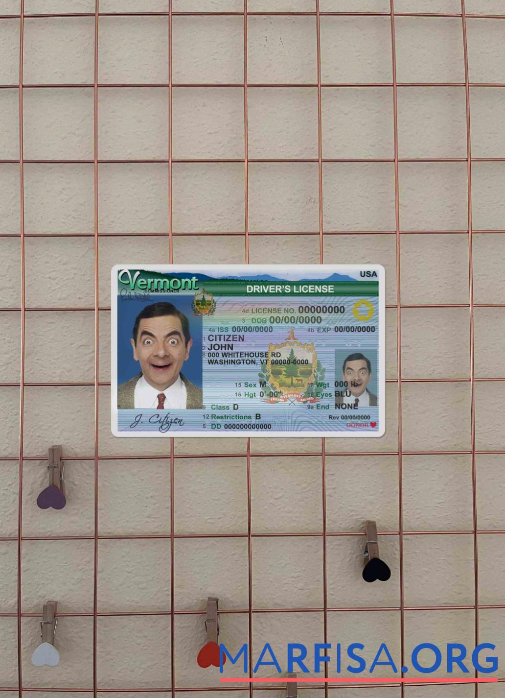 США Vermont DL (2004 2019) фотообраз Лицевая сторона образец
