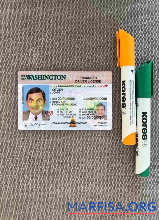 США Washington DL фотообраз Лицевая сторона образец
