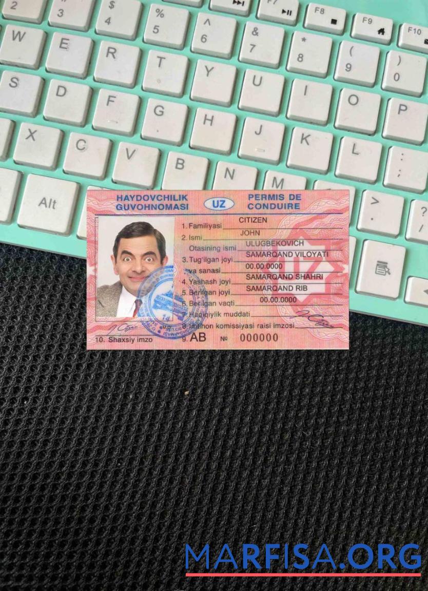 Узбекистан DL фотообраз Лицевая сторона макет