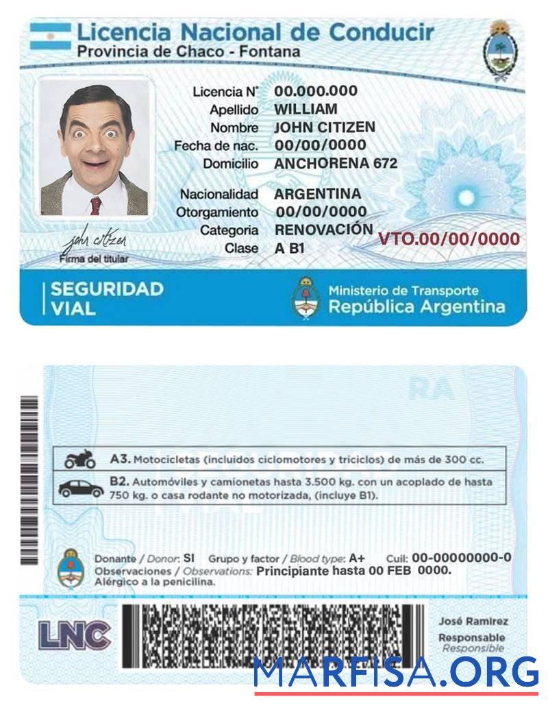 Argentinien Führerschein Probe