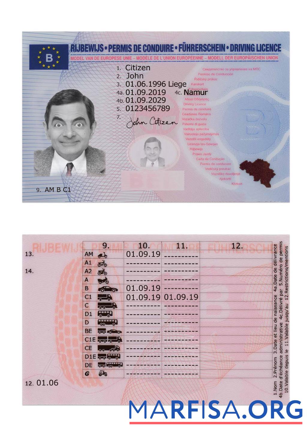 Belgien Führerschein 2019 Gegenwärtig Design