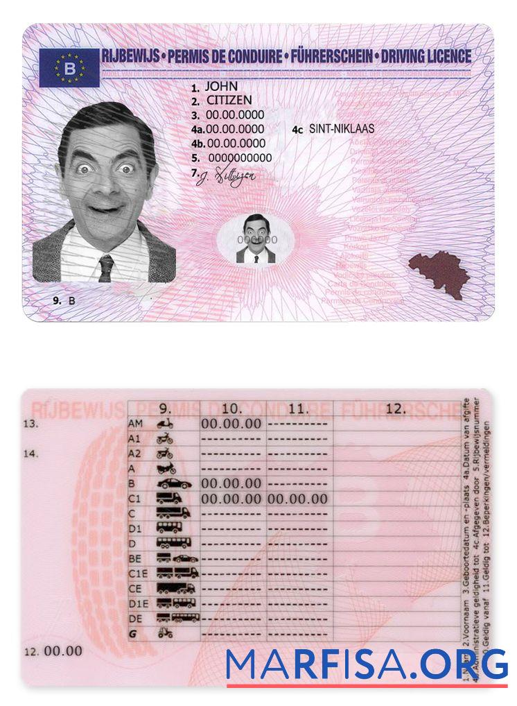 Belgien Führerschein Vorlage