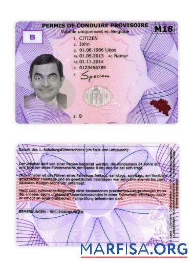 Belgien provisional Führerschein Vorlage