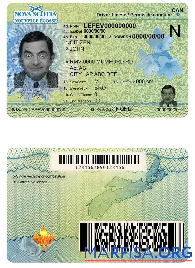 Kanada Nova Scotia Führerschein Probe