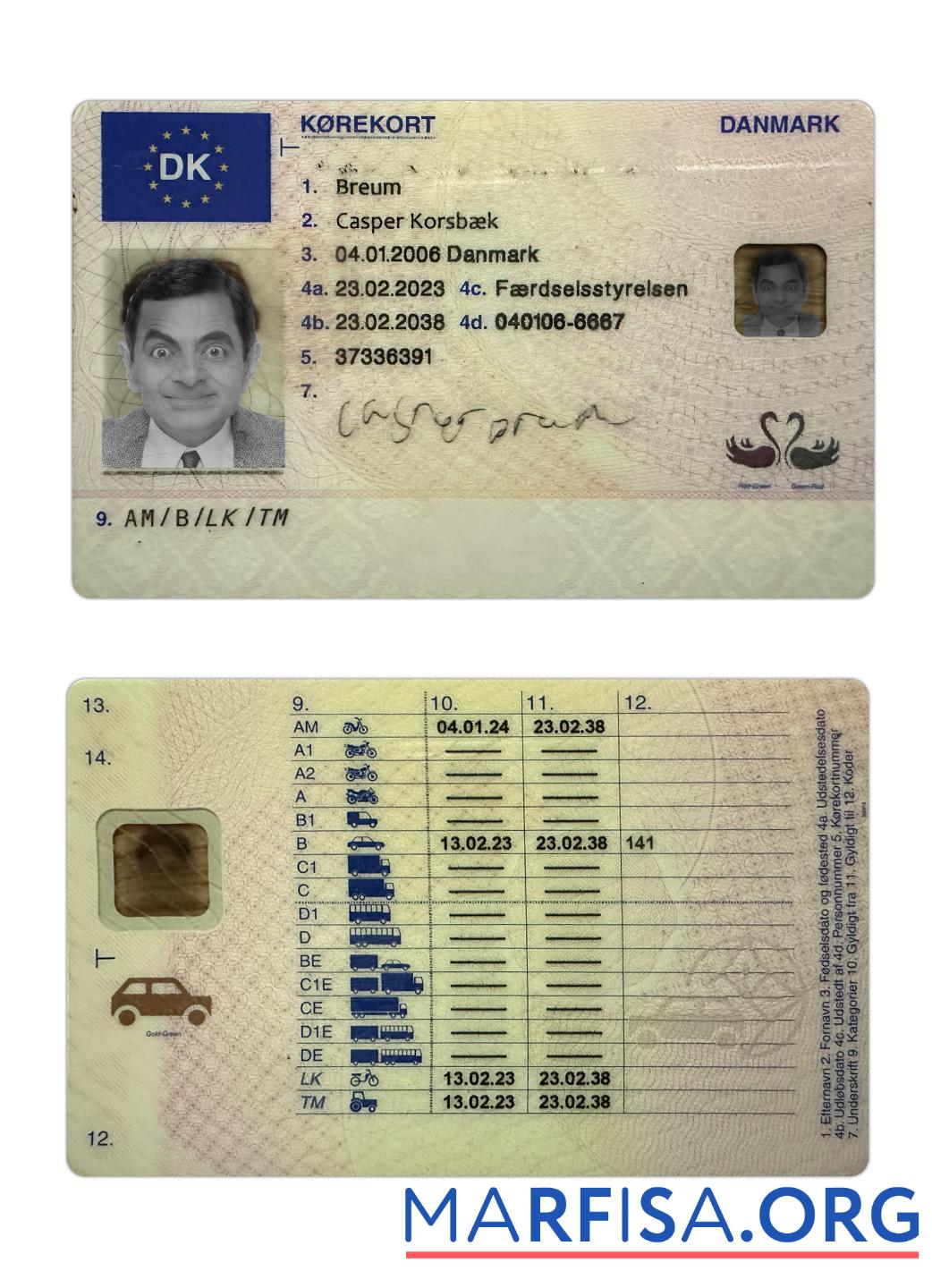 Dänemark Führerschein 2023 Gegenwärtig Mockup