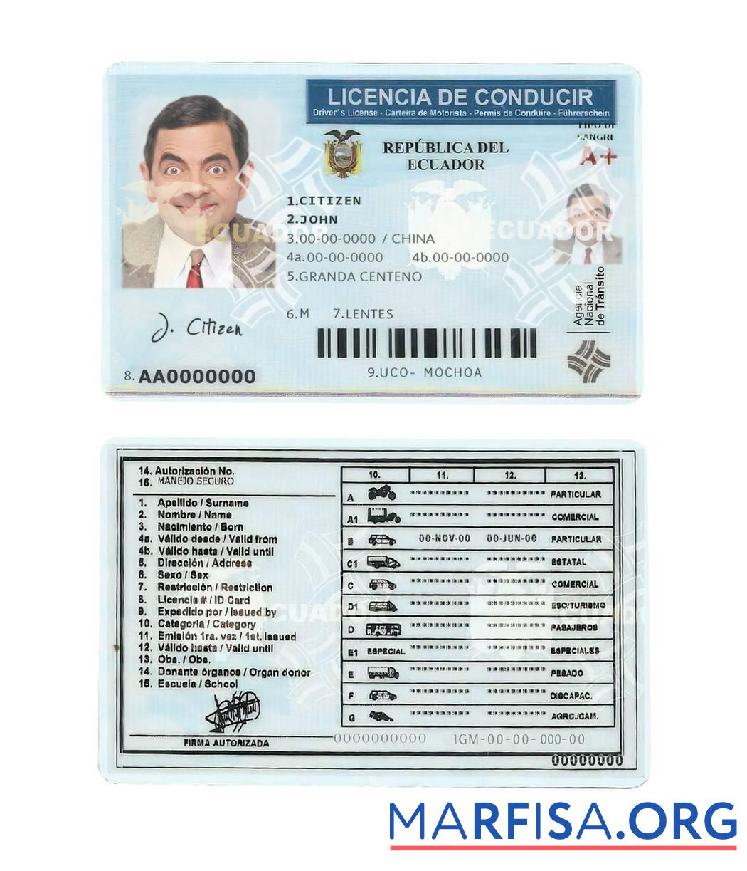 Ecuador Führerschein Mockup