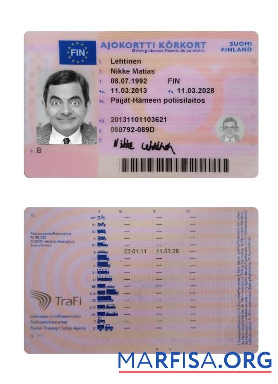 Finnland Führerschein 2013 Gegenwärtig Vorlage