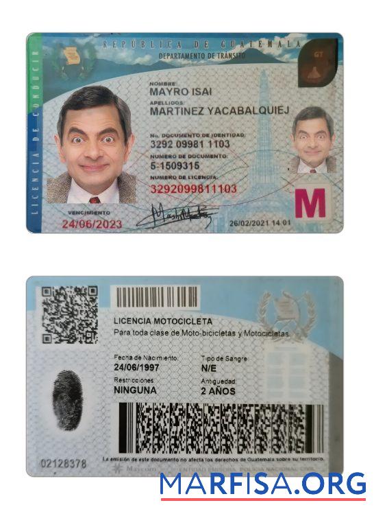 Guatemala Führerschein 2021 Gegenwärtig Design