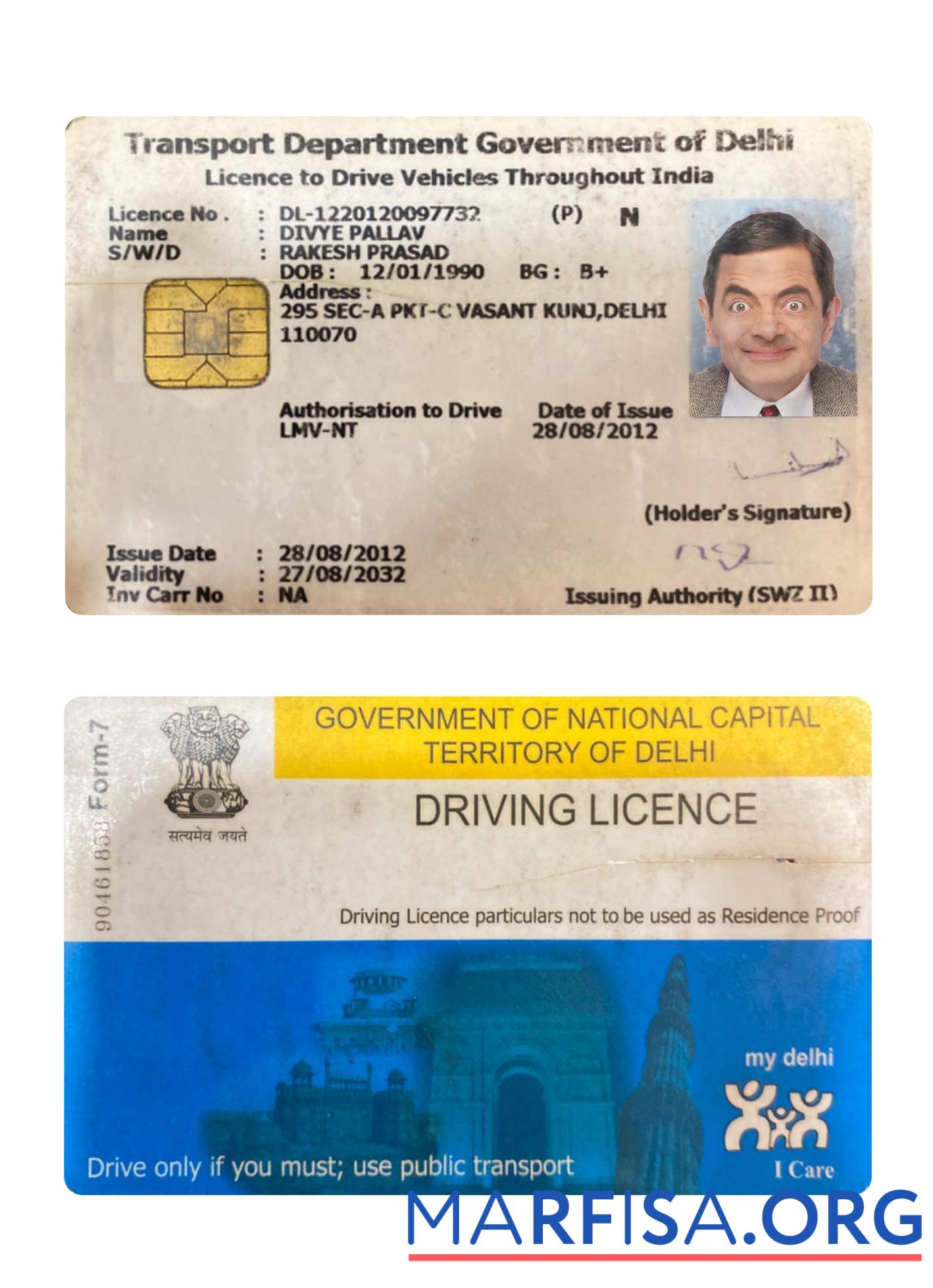 Indien Delhi Führerschein Design
