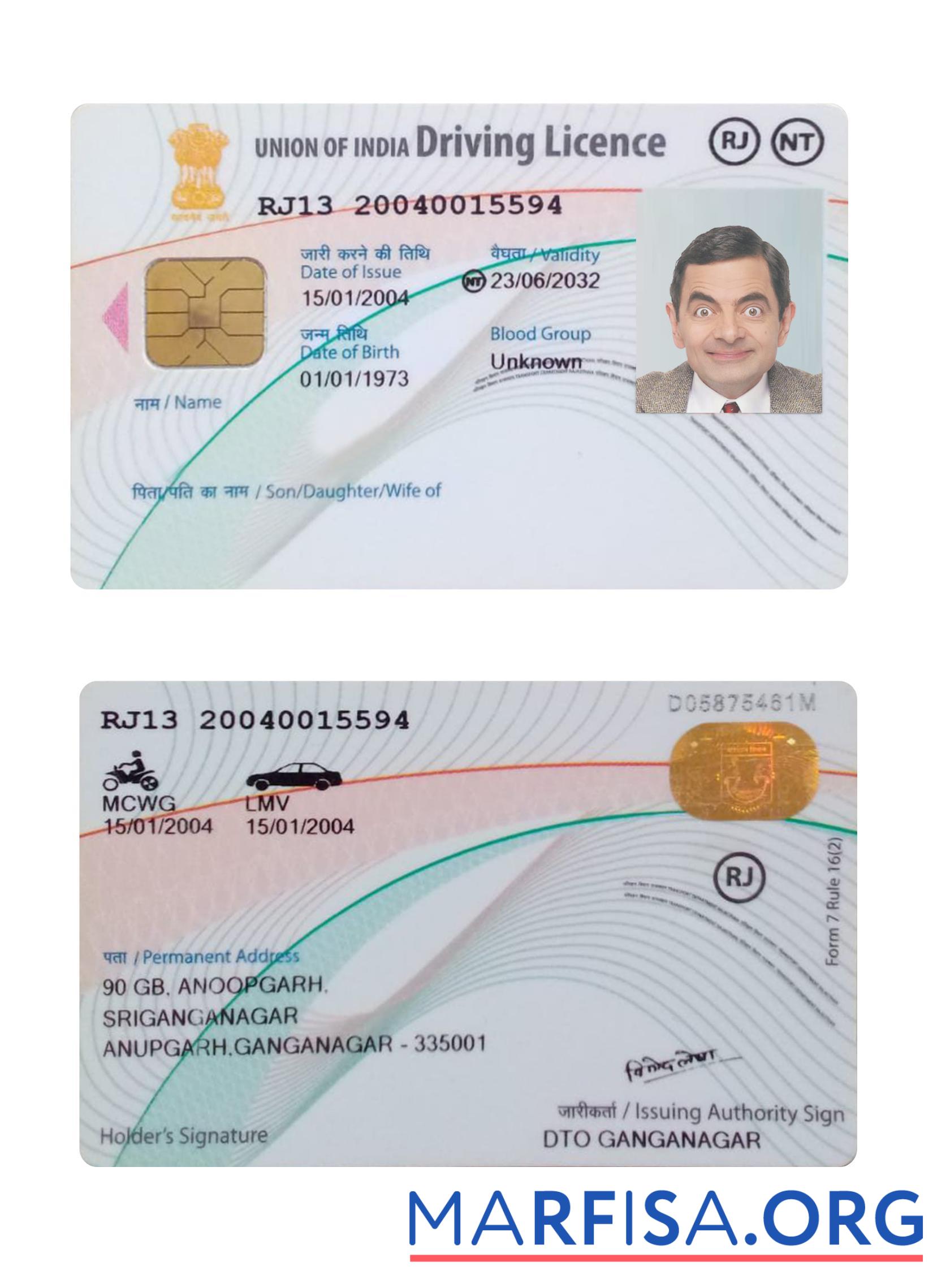 Indien Union Führerschein Neu Version Vorschau