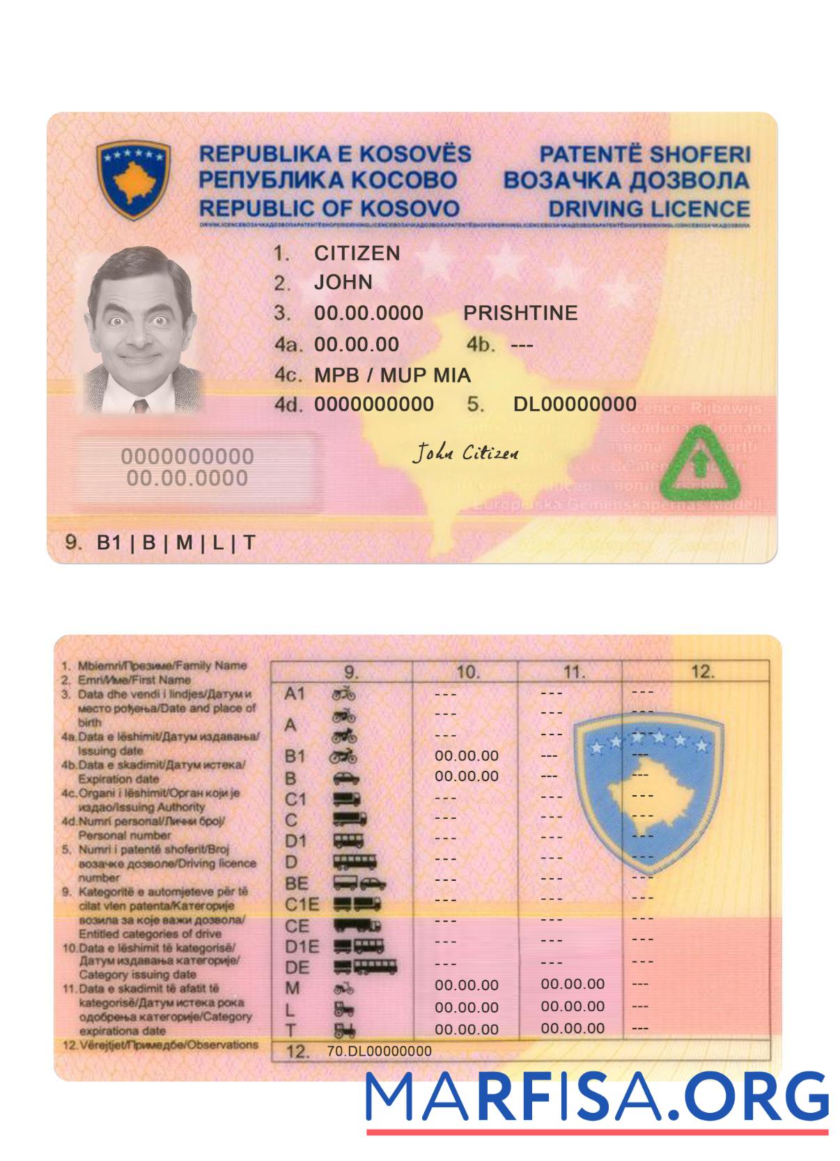 Kosovo Führerschein Design