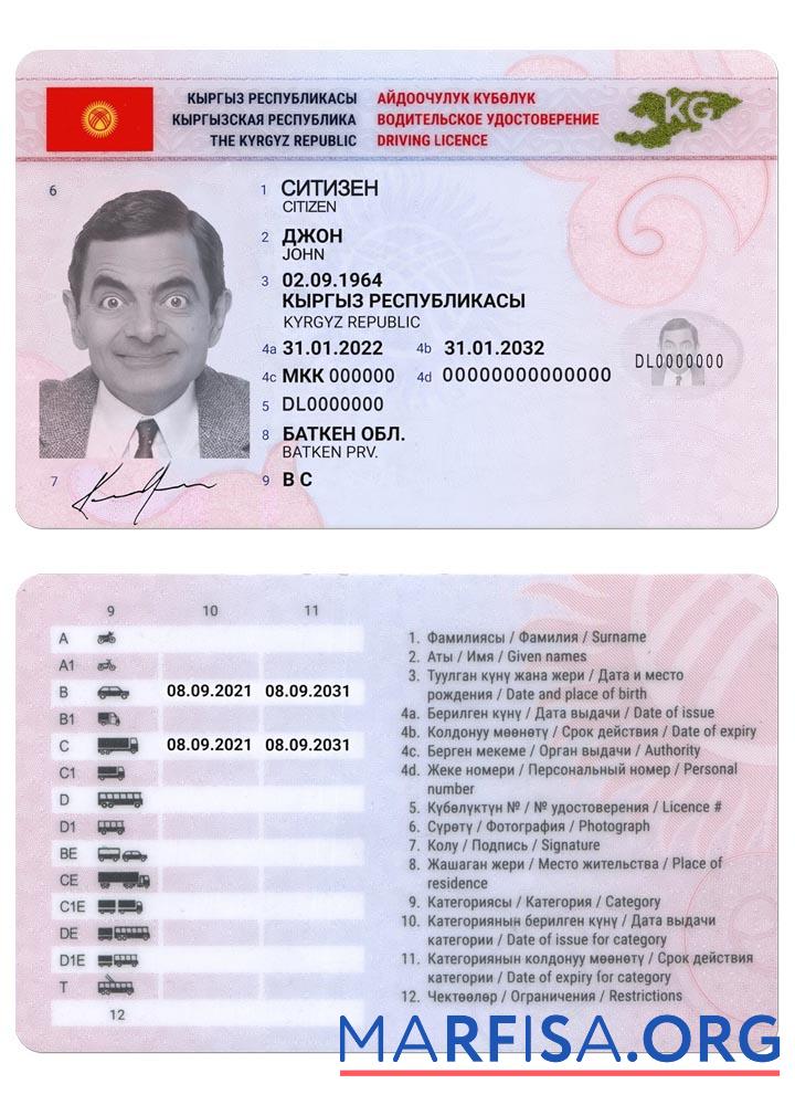 Kirgisistan Führerschein 2019 Gegenwärtig Design