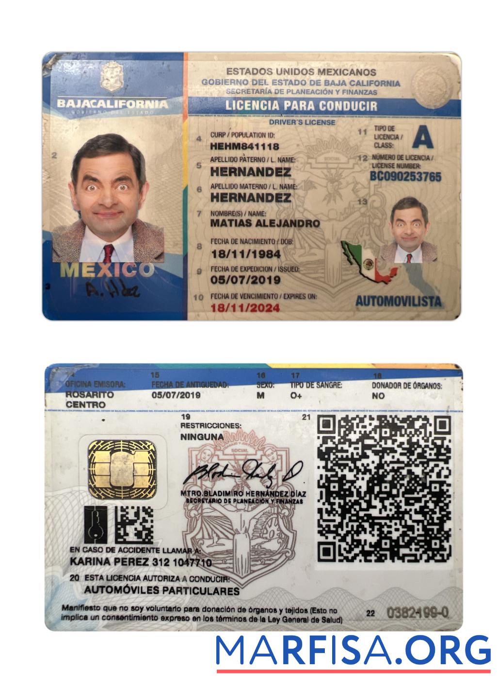 Mexiko Baja California state Führerschein Probe