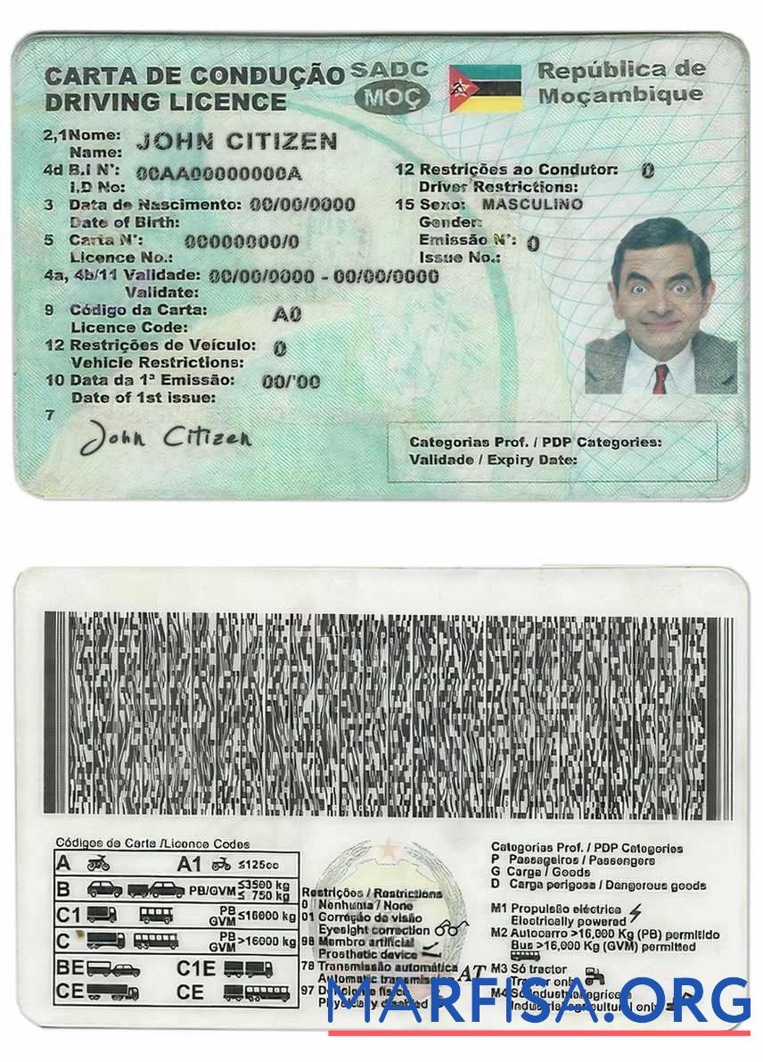 Mosambik Führerschein Probe