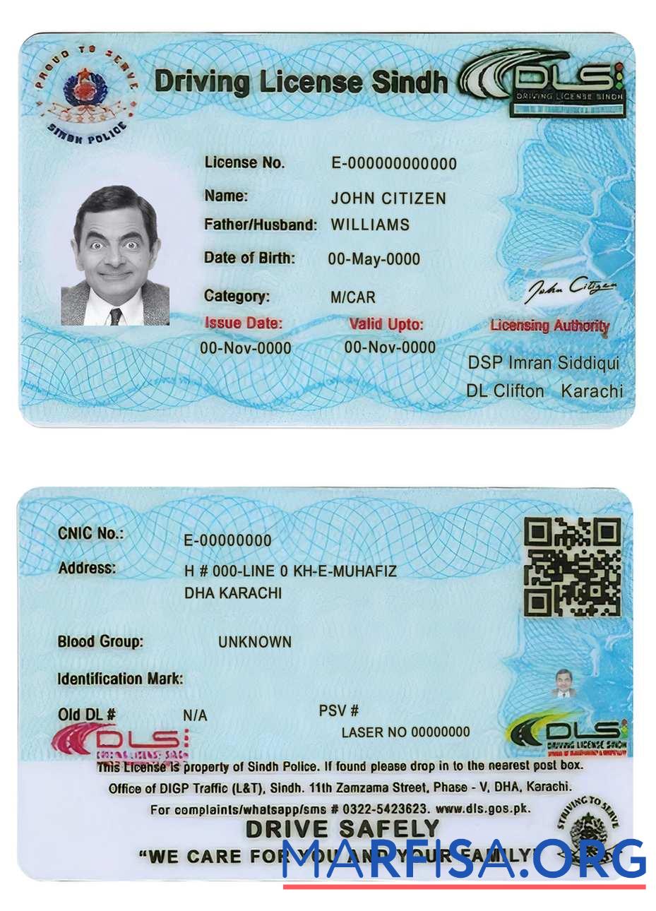 Pakistan Sindh province Führerschein (2016 Gegenwärtig) Design