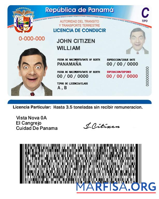 Panama Führerschein Vorlage
