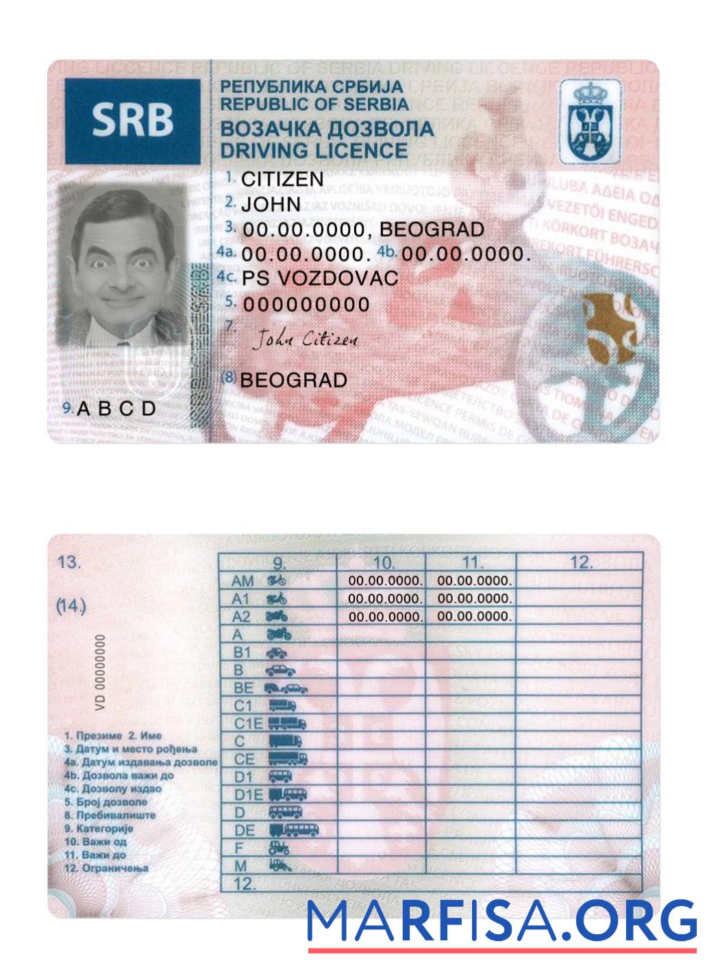 Serbien Führerschein Probe