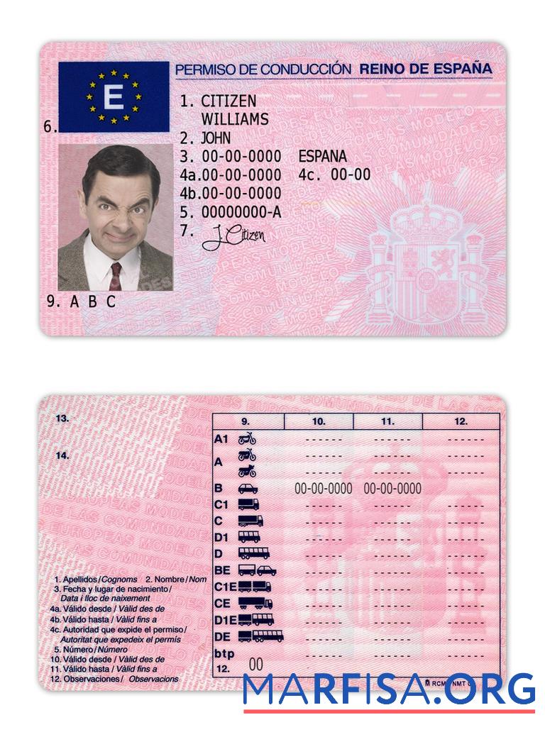 Spanien Führerschein Vorlage