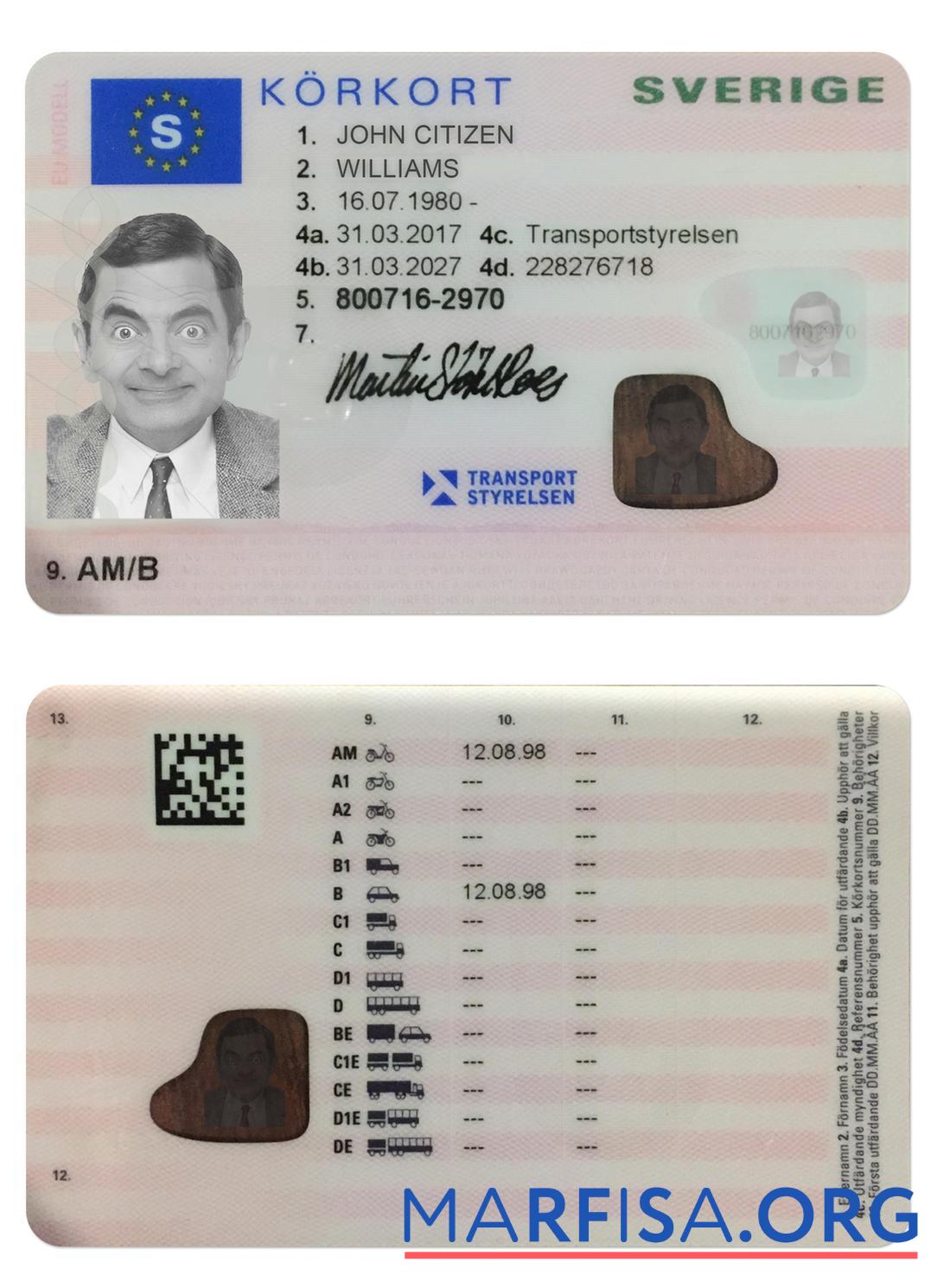 Schweden Führerschein licence (2016 Gegenwärtig) Vorschau