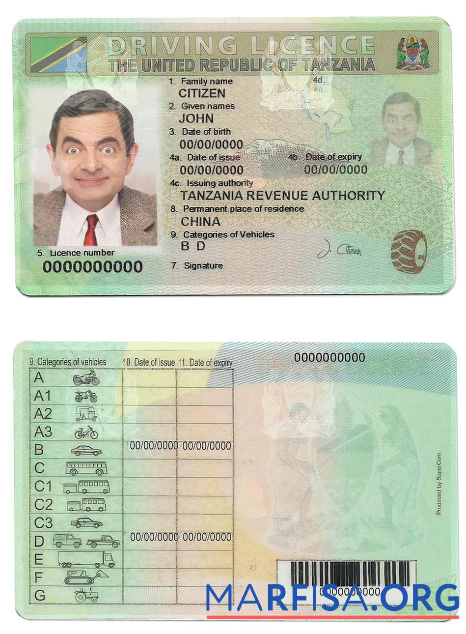 Tansania Führerschein Vorlage