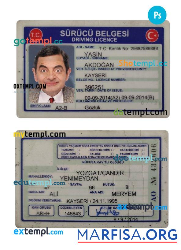 Türkei Führerschein 2014 Gegenwärtig Mockup