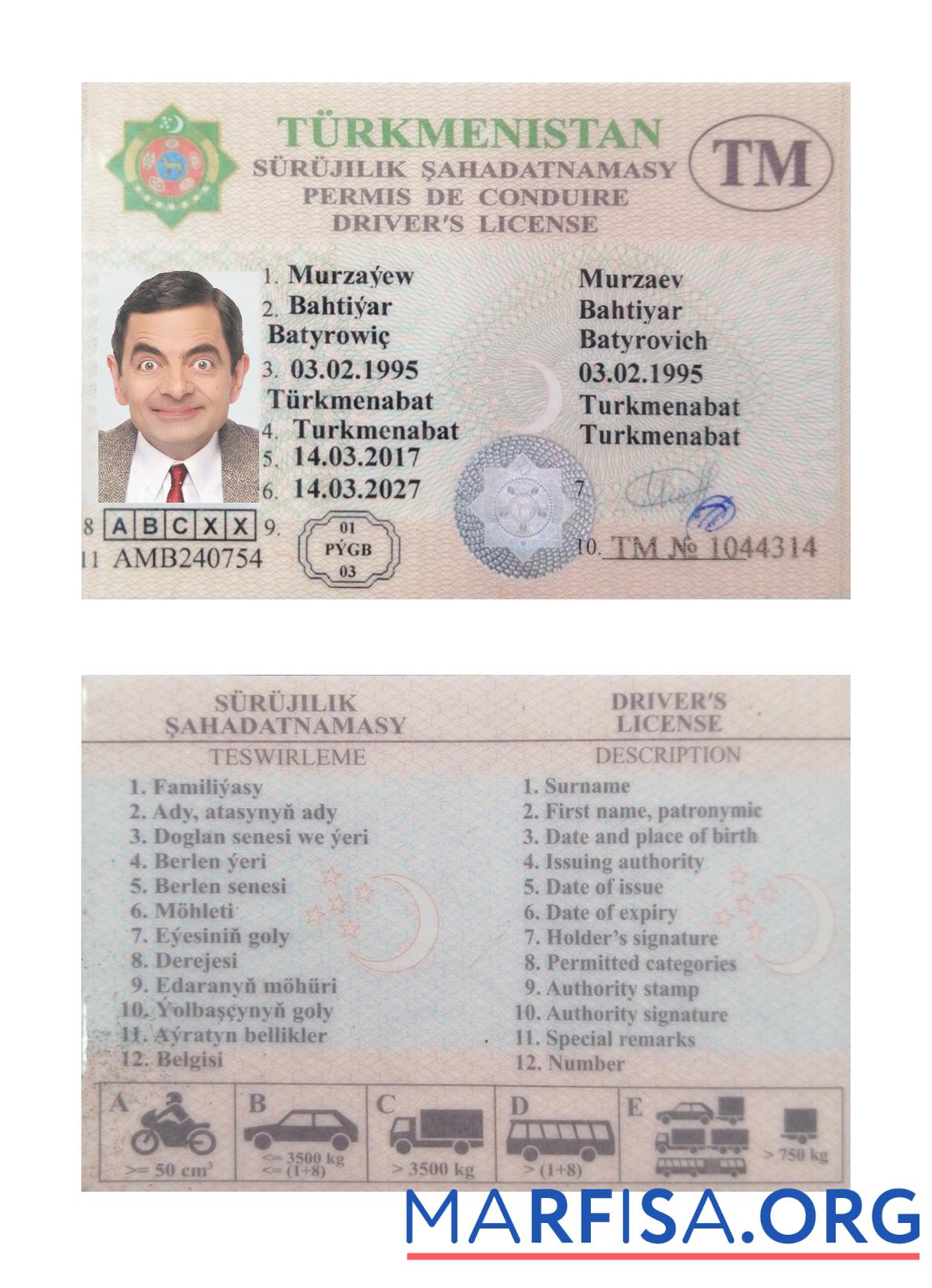 Turkmenistan Führerschein Probe