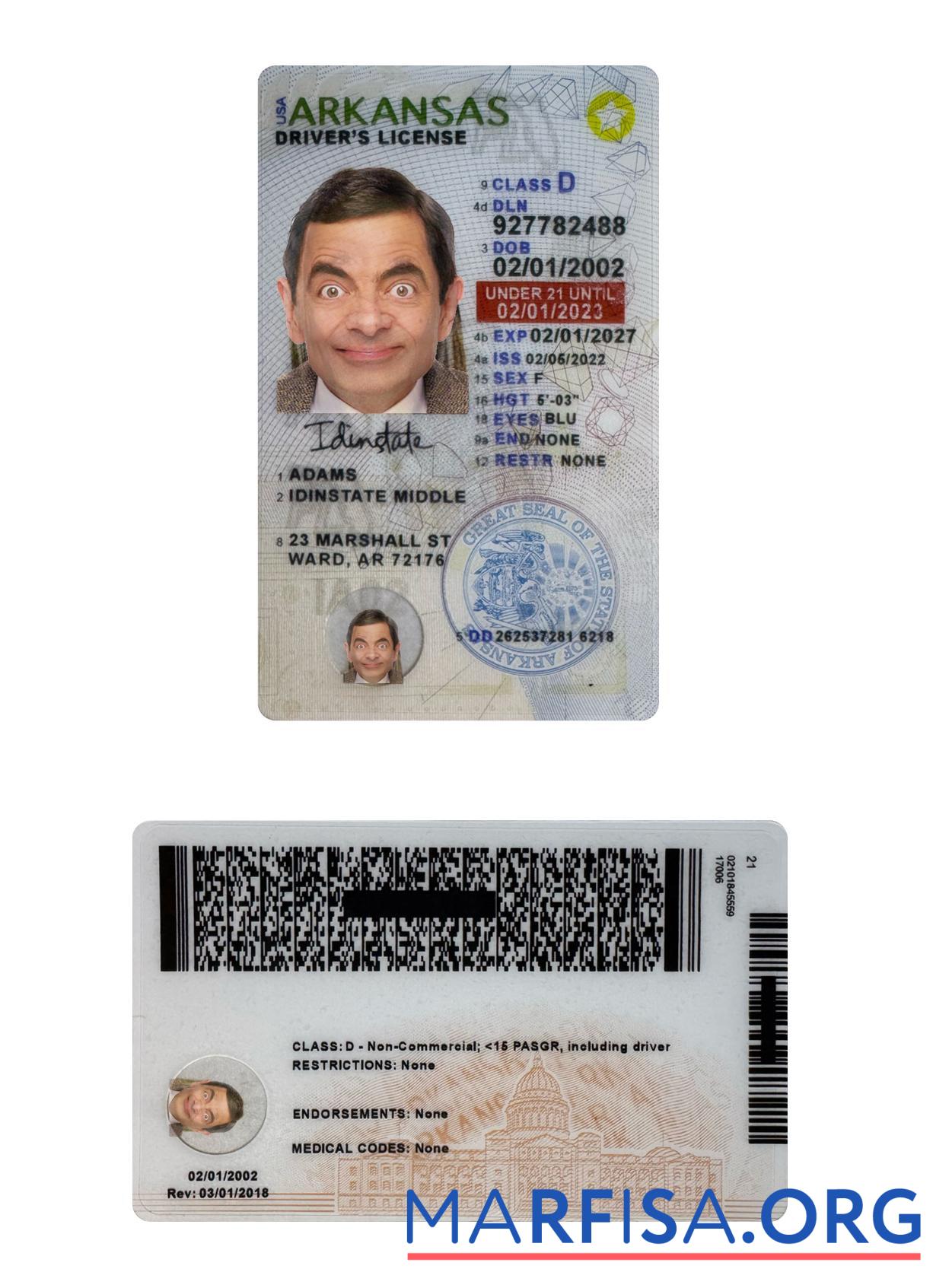 USA Arkansas under 21 Führerschein Vorlage