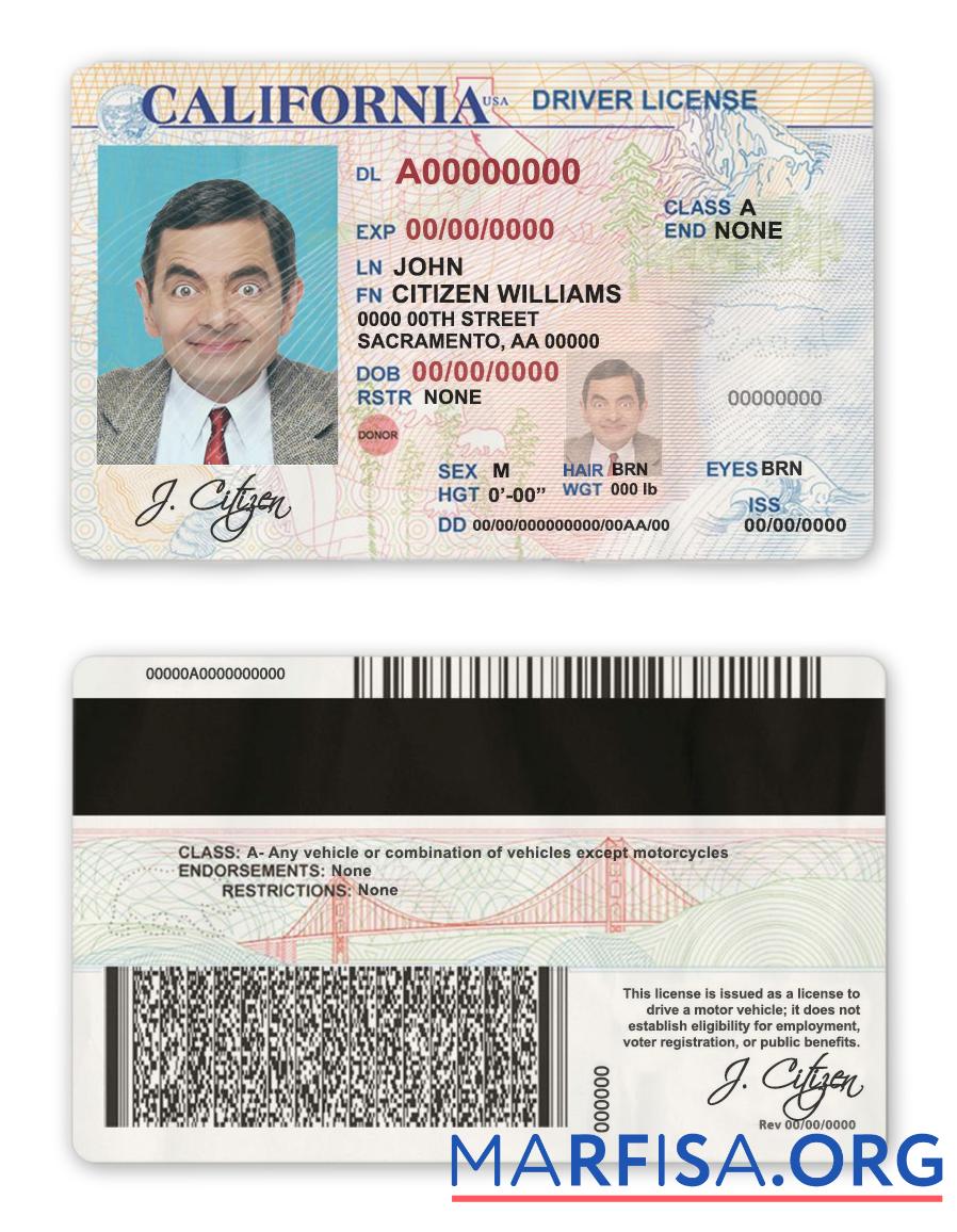 USA California driver Lizenz Vorschau