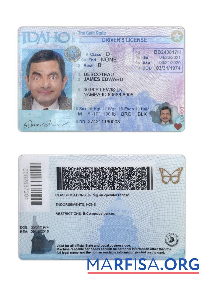 USA Idaho Führerschein 2021 Gegenwärtig Design