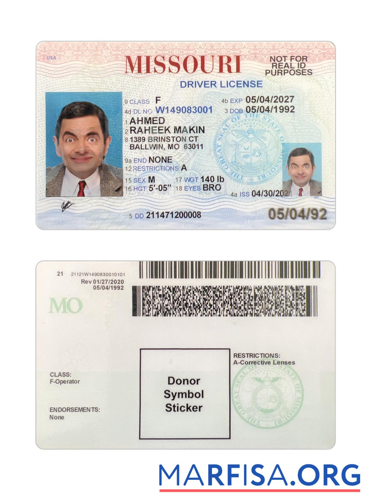 USA Missouri Führerschein 2021 Gegenwärtig Vorschau
