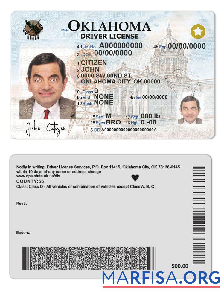 USA Oklahoma Führerschein (2020 ΓÇô Gegenwärtig) Design