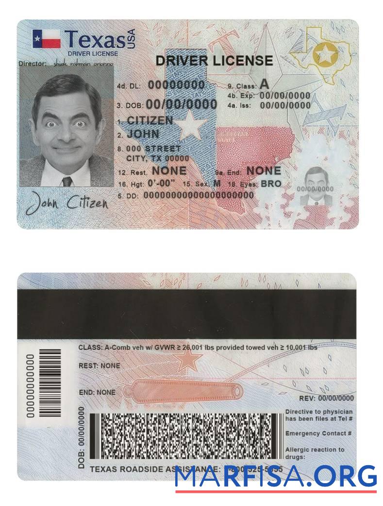 USA Texas Führerschein (2020 ΓÇô Gegenwärtig) Mockup