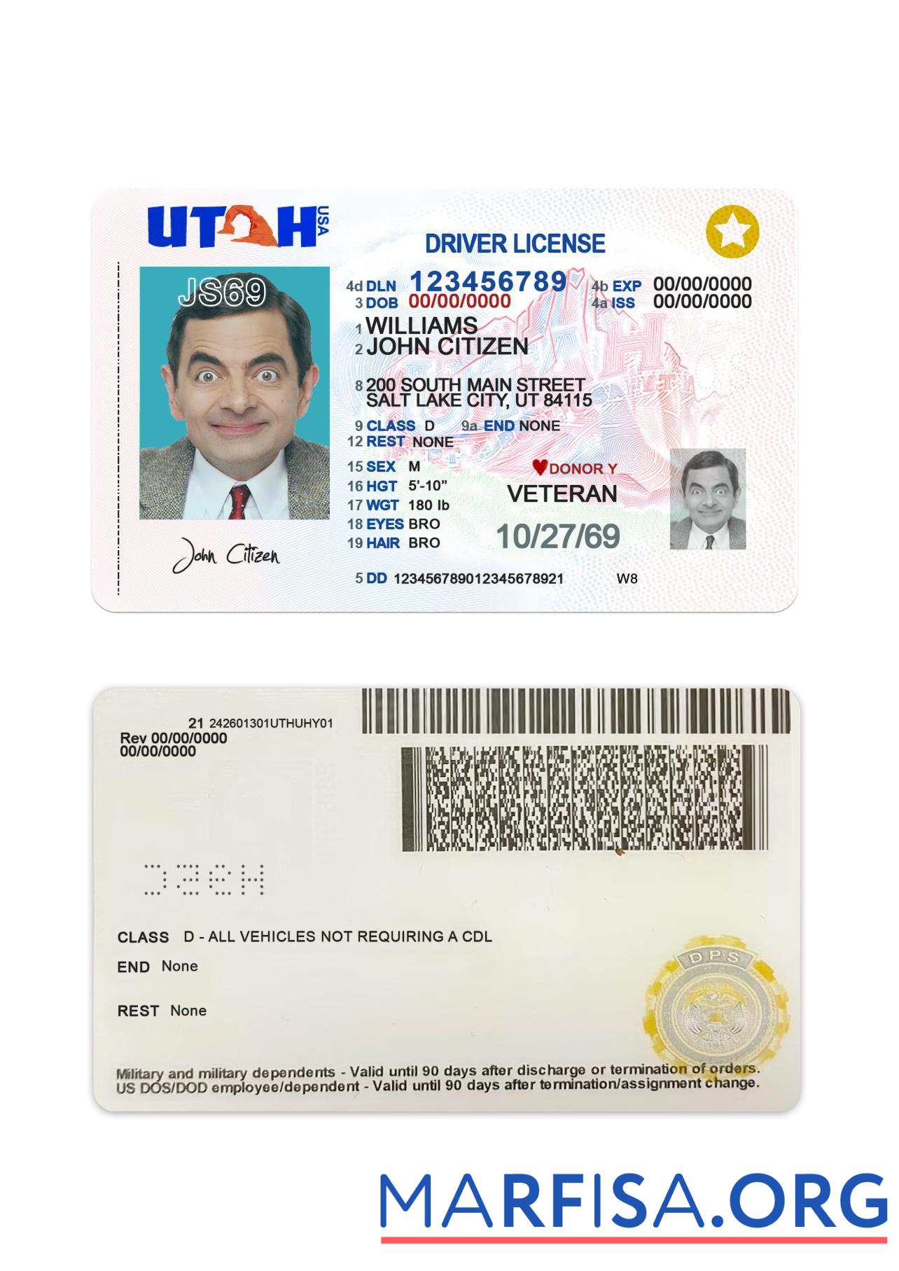 USA Utah Führerschein 2021 Gegenwärtig Version 2 Vorschau