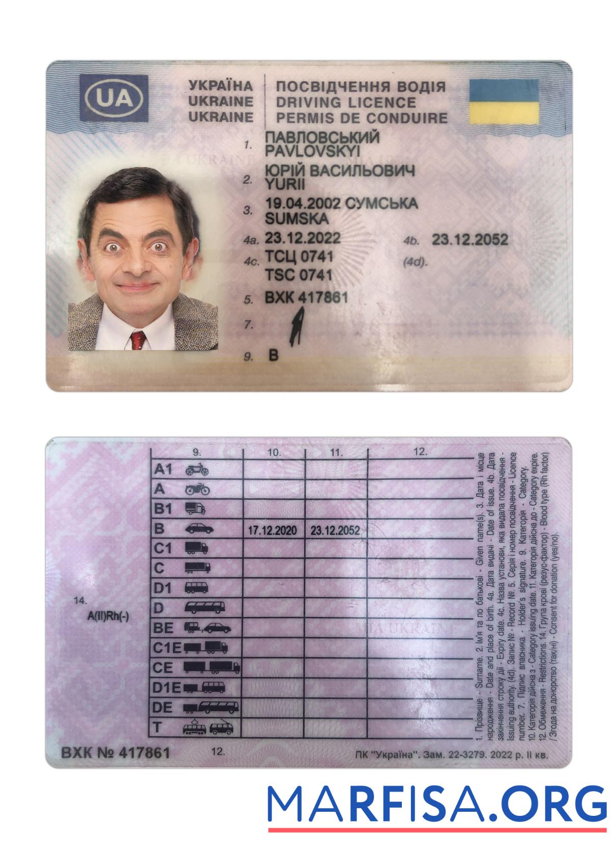 Ukraine Führerschein 2022 Gegenwärtig Mockup