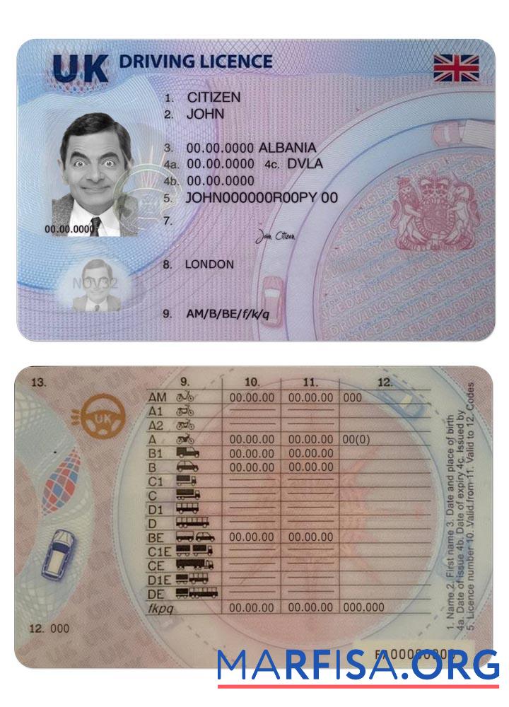 Vereinigtes Königreich Führerschein, (after 2021 December Gegenwärtig) Mockup