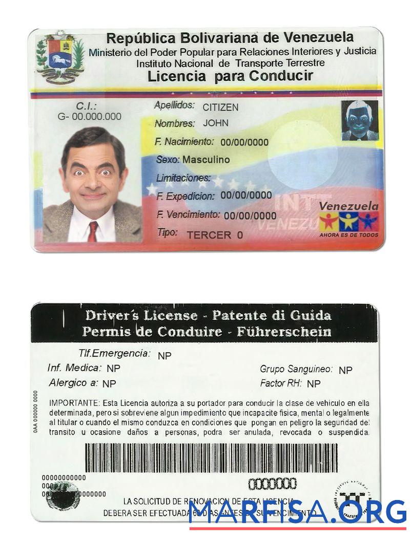 Venezuela Führerschein Vorlage