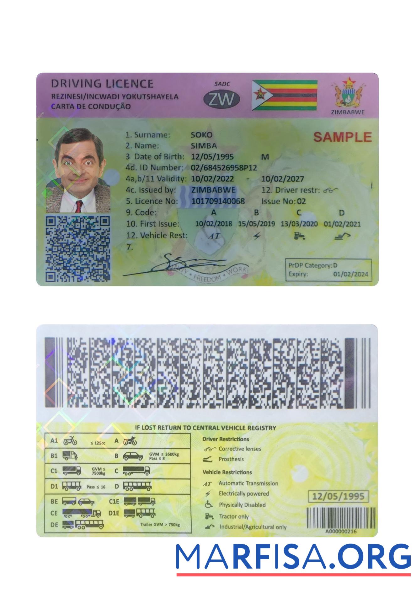 Simbabwe Führerschein Design