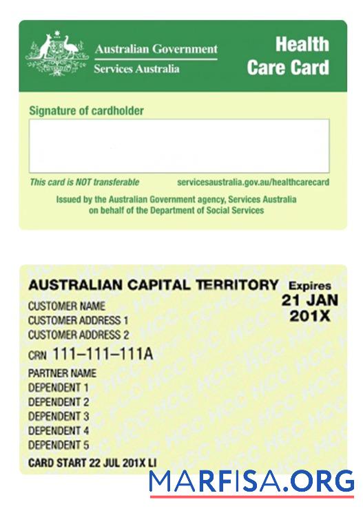 Australien Gesundheit care Karte Probe