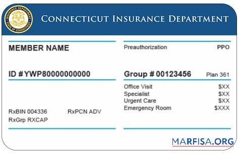 Connecticut Gesundheit Versicherung Karte Probe