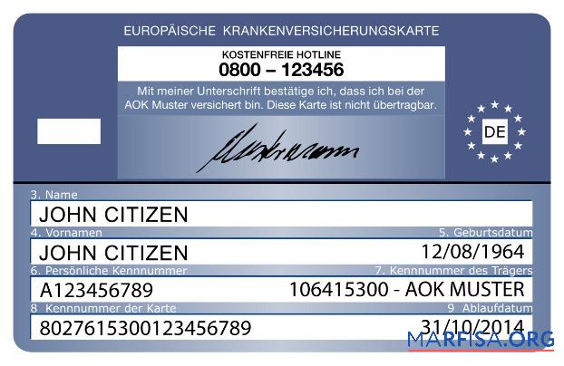 Dänemark european Gesundheit Versicherung Karte Vorschau