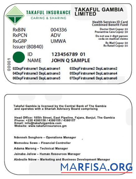 Gambia Gesundheit Versicherung Karte Mockup