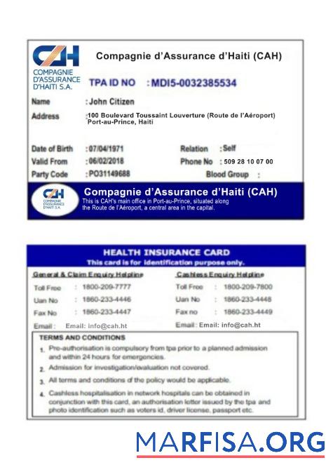 Haiti Gesundheit Versicherung Karte Mockup
