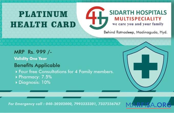 Indien Siarth hospitals platinum Gesundheit Karte Design